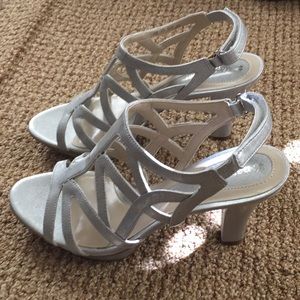 Silver heeled sandals